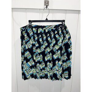 Banana Republic Women's Mini Pleated Lined Skirt 14 Multicolored Blue Geometric